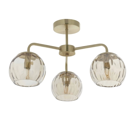 Lampa sufitowa złota 3-punktowa z bursztynowymi kloszami 91968 z serii Dimple - Endon Lighting