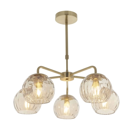 Lampa wisząca złota 5-punktowa z szklanymi kloszami 91969 z serii Dimple - Endon Lighting