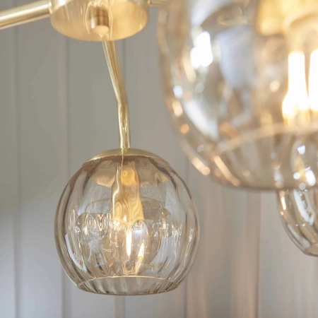 Lampa wisząca złota 5-punktowa z szklanymi kloszami 91969 z serii Dimple - Endon Lighting