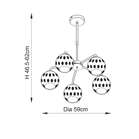 Lampa wisząca złota 5-punktowa z szklanymi kloszami 91969 z serii Dimple - Endon Lighting