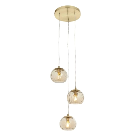 Lampa wisząca mosiężna 3-punktowa szklana 91971 z serii Dimple - Endon Lighting