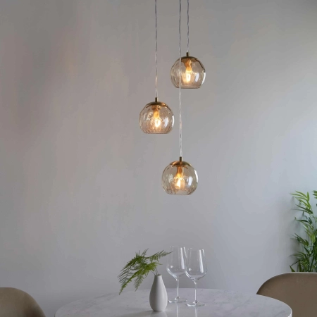 Lampa wisząca mosiężna 3-punktowa szklana 91971 z serii Dimple - Endon Lighting
