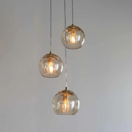 Lampa wisząca mosiężna 3-punktowa szklana 91971 z serii Dimple - Endon Lighting