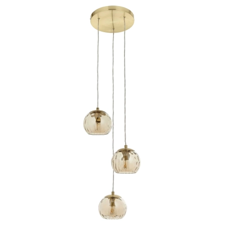 Lampa wisząca mosiężna 3-punktowa szklana 91971 z serii Dimple - Endon Lighting