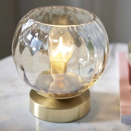 Lampa stołowa szklana złota okrągła 91973 z serii Dimple - Endon Lighting