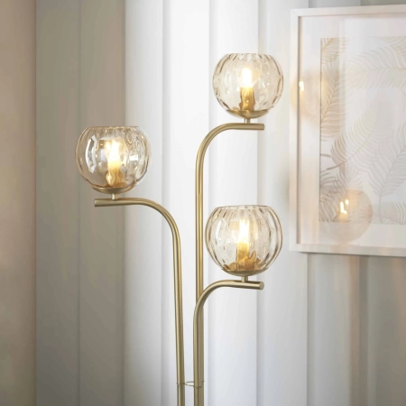 Lampa podłogowa złota metalowa 3-punktowa 91974 z serii Dimple - Endon Lighting