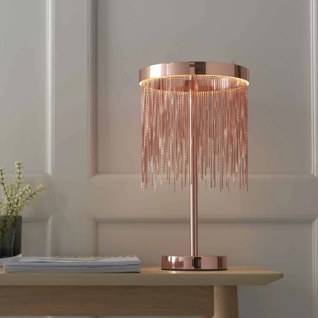 Lampa stołowa LED miedziana z łańcuszkami 92179 z serii ZELMA - Endon Lighting