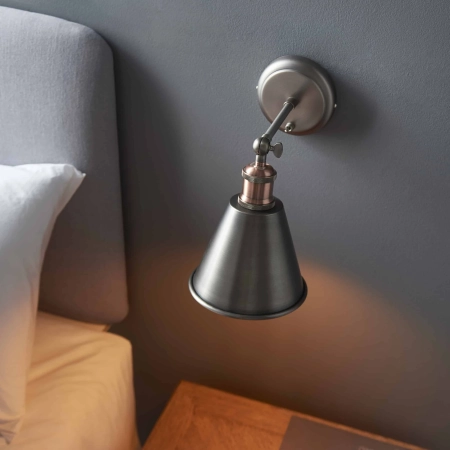 Kinkiet metalowy srebrny z miedzianym detalem 92866 z serii Hal - Endon Lighting