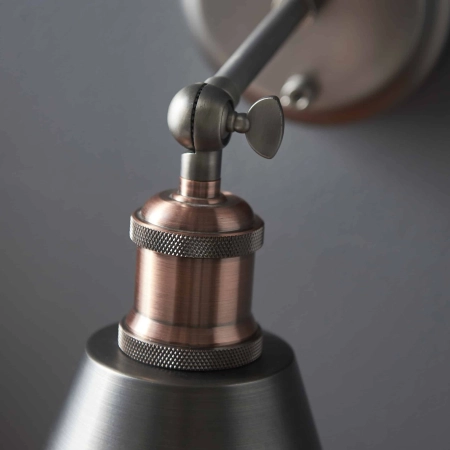 Kinkiet metalowy srebrny z miedzianym detalem 92866 z serii Hal - Endon Lighting