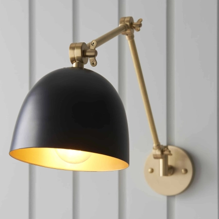 Kinkiet metalowy mosiężny z czarnym kloszem 93142 z serii Lehal - Endon Lighting