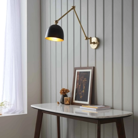 Kinkiet metalowy mosiężny z czarnym kloszem 93142 z serii Lehal - Endon Lighting