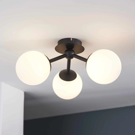 Lampa sufitowa łazienkowa czarna 3-punktowa 93489 z serii Pulsa - Endon Lighting