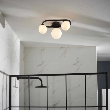 Plafon łazienkowy czarny metalowy 3-punktowy 93524 z serii Pulsa - Endon Lighting