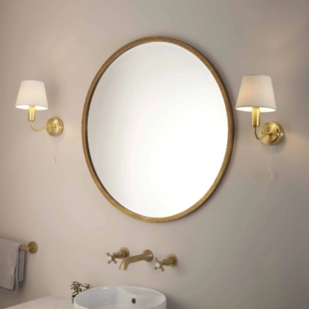 Kinkiet łazienkowy mosiężny z beżowym abażurem 93852 z serii Conway - Endon Lighting