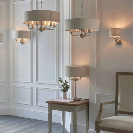 Lampa wisząca 3-punktowa z tkaniny i chromu 94361 z serii Highclere - Endon Lighting
