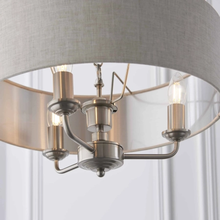 Lampa wisząca 3-punktowa z tkaniny i chromu 94361 z serii Highclere - Endon Lighting