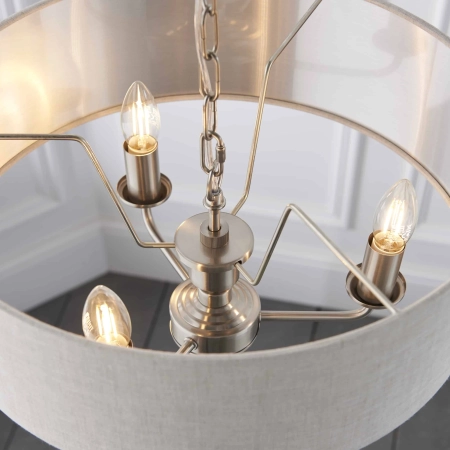 Lampa wisząca 3-punktowa z tkaniny i chromu 94361 z serii Highclere - Endon Lighting