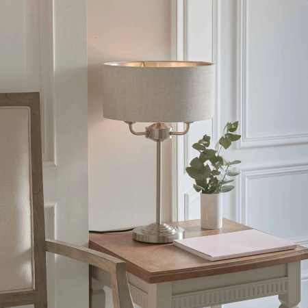 Lampa stołowa metalowa beżowa 3-punktowa 94369 z serii Highclere - Endon Lighting