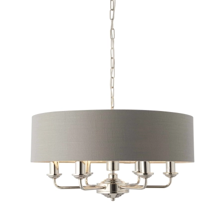 Lampa wisząca szara z tkaniny chromowana 6-punktowa 94373 z serii Highclere - Endon Lighting