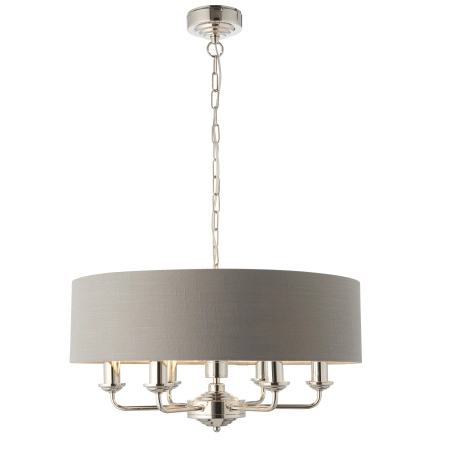 Lampa wisząca szara z tkaniny chromowana 6-punktowa 94373 z serii Highclere - Endon Lighting