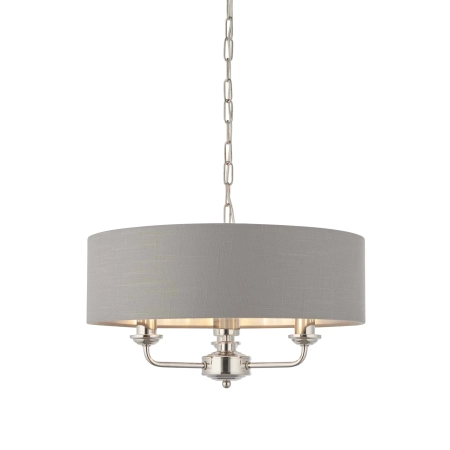 Lampa wisząca szara z tkaniny chromowana 3-punktowa 94377 z serii Highclere - Endon Lighting