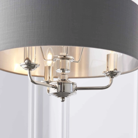 Lampa wisząca szara z tkaniny chromowana 3-punktowa 94377 z serii Highclere - Endon Lighting