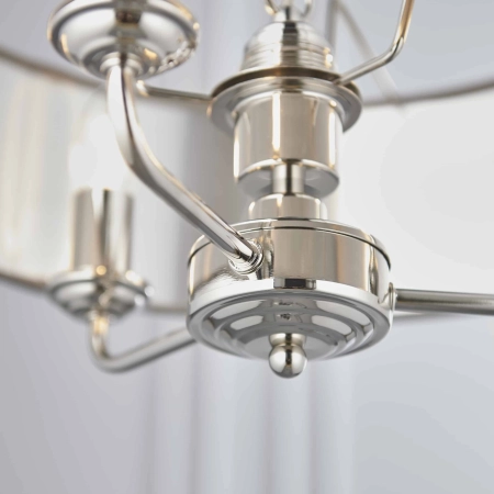 Lampa wisząca szara z tkaniny chromowana 3-punktowa 94377 z serii Highclere - Endon Lighting