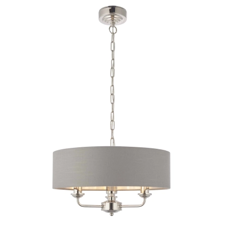 Lampa wisząca szara z tkaniny chromowana 3-punktowa 94377 z serii Highclere - Endon Lighting
