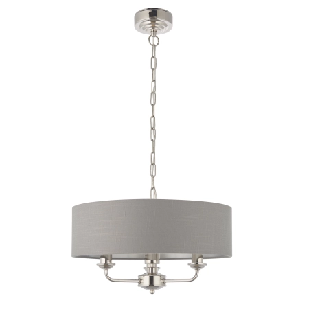 Lampa wisząca szara z tkaniny chromowana 3-punktowa 94377 z serii Highclere - Endon Lighting