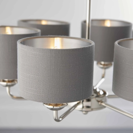 Lampa wisząca 6-punktowa szara z tkaniny i metalu 94381 z serii Highclere - Endon Lighting