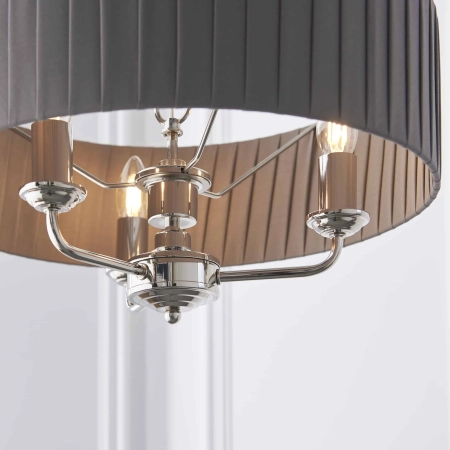Lampa wisząca szara z plisowanym abażurem 3-punktowa 94394 z serii Highclere - Endon Lighting