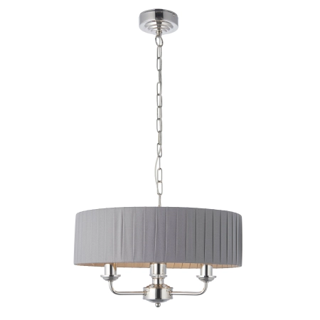 Lampa wisząca szara z plisowanym abażurem 3-punktowa 94394 z serii Highclere - Endon Lighting