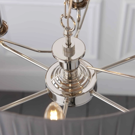 Lampa wisząca szara z plisowanym abażurem 6-punktowa 94397 z serii Highclere - Endon Lighting
