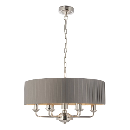 Lampa wisząca szara z plisowanym abażurem 6-punktowa 94397 z serii Highclere - Endon Lighting
