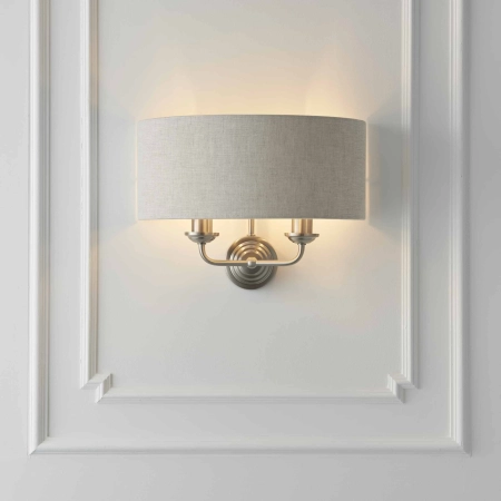 Kinkiet dwupunktowy szary z tkaniny i metalu 94403 z serii Highclere - Endon Lighting