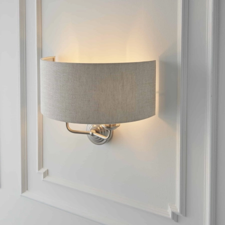 Kinkiet dwupunktowy szary z tkaniny i metalu 94403 z serii Highclere - Endon Lighting
