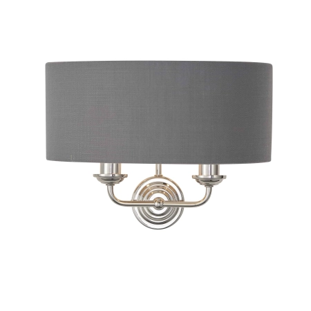 Kinkiet dwupunktowy szary z tkaniny i metalu 94406 z serii Highclere - Endon Lighting