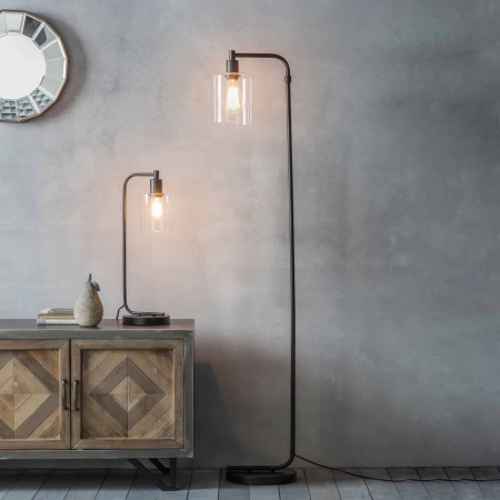 Lampa stołowa czarna metalowa ze szklanym kloszem 95457 z serii Toledo - Endon Lighting