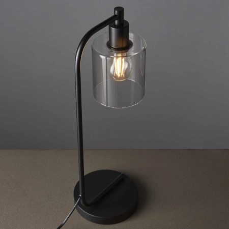 Lampa stołowa czarna metalowa ze szklanym kloszem 95457 z serii Toledo - Endon Lighting
