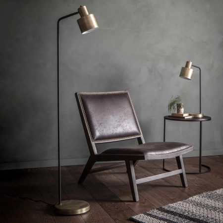 Lampa podłogowa metalowa mosiężno-czarna 148cm 95465 z serii Mayfield - Endon Lighting