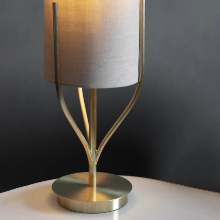 Lampa stołowa mosiężna z beżowym abażurem 95467 z serii Fraser - Endon Lighting