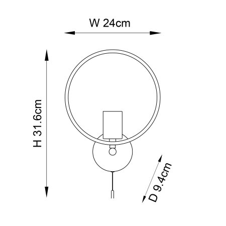 Kinkiet chromowany okrągły z włącznikiem sznurkowym 96002 z serii Merola - Endon Lighting