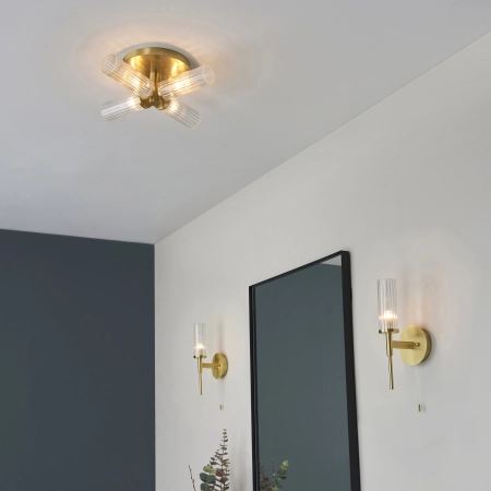 Plafon mosiężny 4-punktowy ze szklanymi kloszami 96160 z serii Talo - Endon Lighting