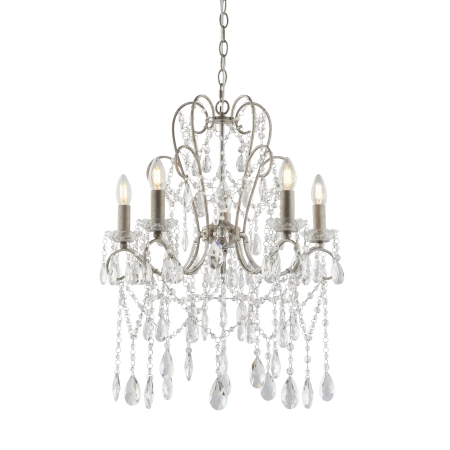 Żyrandol srebrny metalowy z kryształkami 5-punktowy 96209 z serii Berkley - Endon Lighting