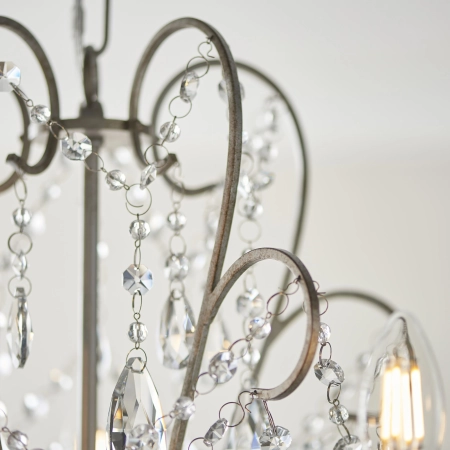 Żyrandol srebrny metalowy z kryształkami 5-punktowy 96209 z serii Berkley - Endon Lighting