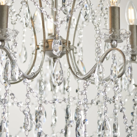 Żyrandol srebrny metalowy z kryształkami 5-punktowy 96209 z serii Berkley - Endon Lighting