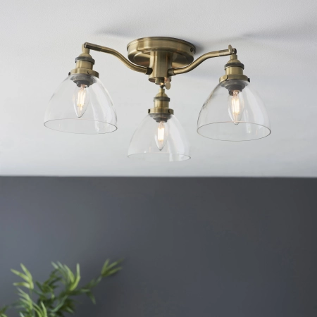 Lampa sufitowa mosiężna 3-punktowa ze szklanymi kloszami 97247 z serii Hansen - Endon Lighting