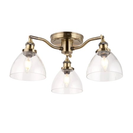 Lampa sufitowa mosiężna 3-punktowa ze szklanymi kloszami 97247 z serii Hansen - Endon Lighting