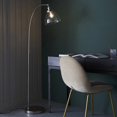 Lampa podłogowa metalowa niklowana z szklanym kloszem 97591 z serii Hansen - Endon Lighting