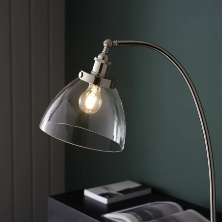 Lampa podłogowa metalowa niklowana z szklanym kloszem 97591 z serii Hansen - Endon Lighting